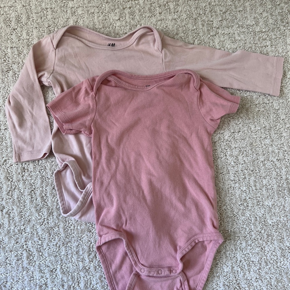 H&M Pink Bodysuits Organic Cotton, set of 2